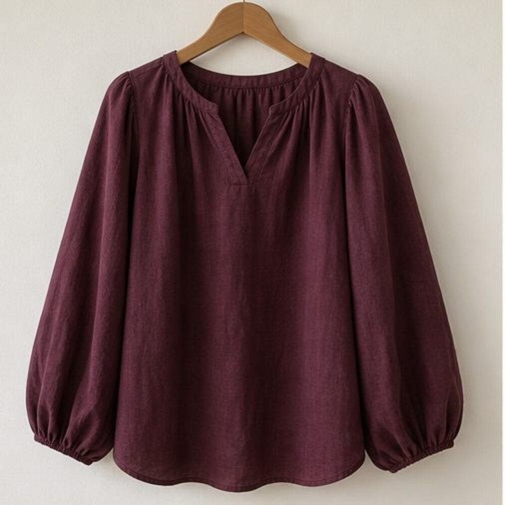 Burgundy V Neck Top